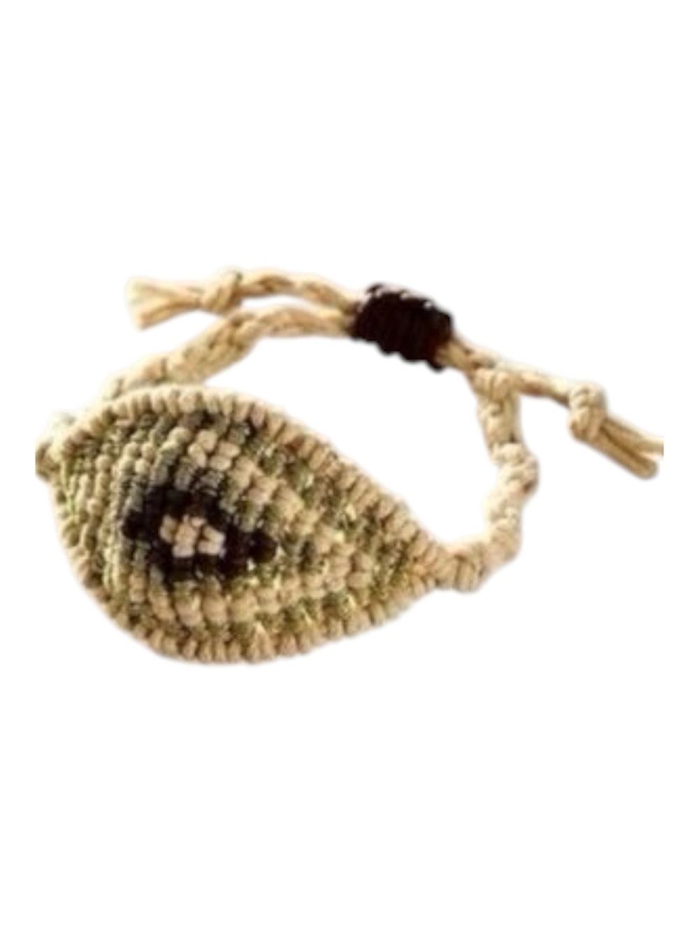Free people macrame natural & gold evil eye bracelet